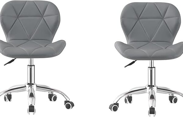 Modern Desk Chairs Comfortable Study Chair Swivel Home Chair Height Adjustable PU Leather Desk Chair with Lift Chrome Legs for Home Bedrooms