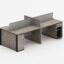 Professional 4-person office workstation set with grey privacy panels and heavy-duty steel legs for corporate efficiency.