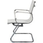 White Leather Visitor Chair with Chrome Sled Base | Modern Office Reception Guest Seating | Cairo, Egypt