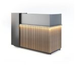 Modern Corporate Reception Desk | Atena Model with Elegant Decorative Fillets and Sophisticated Office Furniture Design.