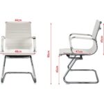 White Leather Visitor Chair with Chrome Sled Base | Modern Office Reception Guest Seating | Cairo, Egypt