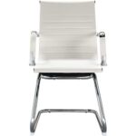 White Leather Visitor Chair with Chrome Sled Base | Modern Office Reception Guest Seating | Cairo, Egypt