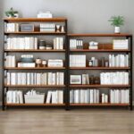 Multi-Level Office Bookshelf for Storage, Modern Wooden Bookshelf for Home and Office Organization