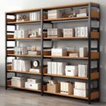 Multi-Level Office Bookshelf for Storage, Modern Wooden Bookshelf for Home and Office Organization