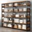 Multi-Level Office Bookshelf for Storage, Modern Wooden Bookshelf for Home and Office Organization