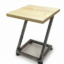 Industrial Z-shape side table with a natural wood top and black electrostatic-coated steel frame for space-saving café and restaurant furniture.