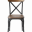 Industrial-style X-back chair with a black metal frame and solid wood seat by Quality Furniture.