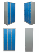 Industrial 12-door metal staff lockers with electrostatic coating and secure locks for gyms and factories.