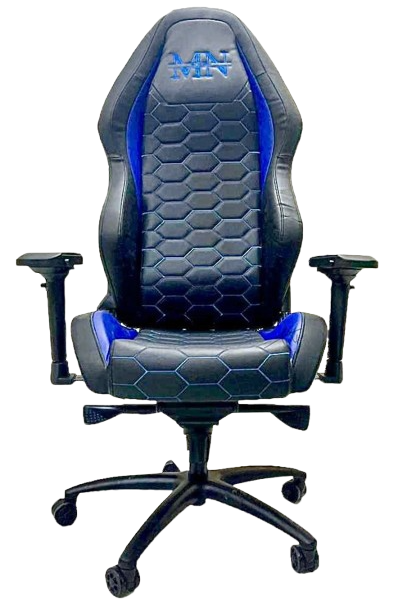 Professional high-back ergonomic gaming chair featuring hexagonal honeycomb stitching, padded armrests, and a reinforced 5-star swivel base for office and gaming environments.