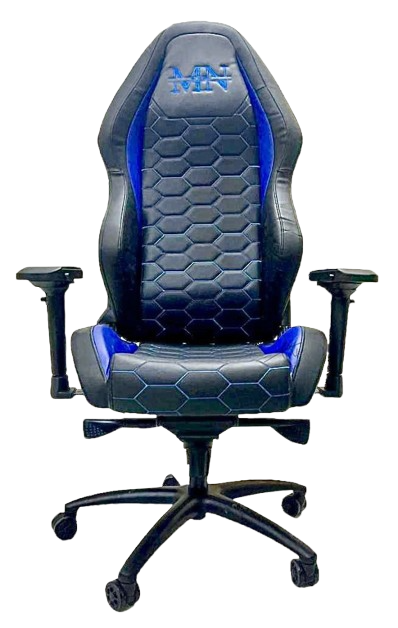 Professional high-back ergonomic gaming chair featuring hexagonal honeycomb stitching, padded armrests, and a reinforced 5-star swivel base for office and gaming environments.
