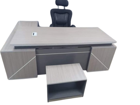 Modern white-frame ergonomic office chair with a grey breathable mesh back, adjustable headrest, and T-shaped armrests on a durable 5-star swivel base.