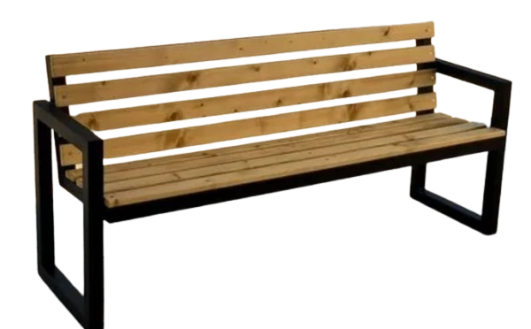 Wooden and Metal Outdoor Bench