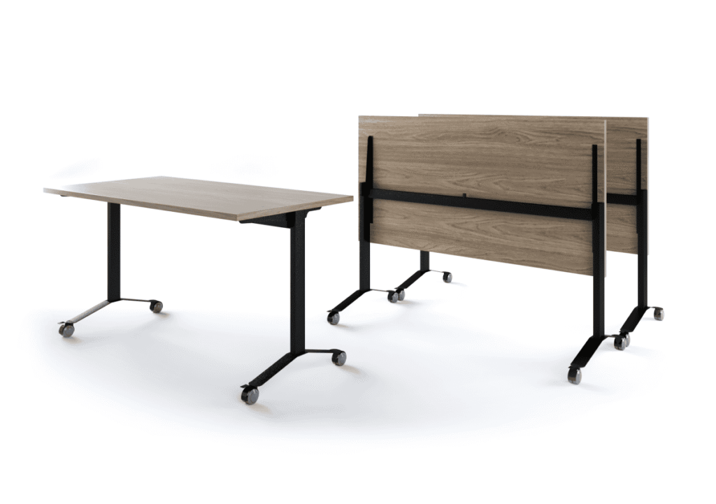 Space-Saving Folding Meeting Table | Durable Rebatível Desk for Training Rooms and Dynamic Corporate Use.