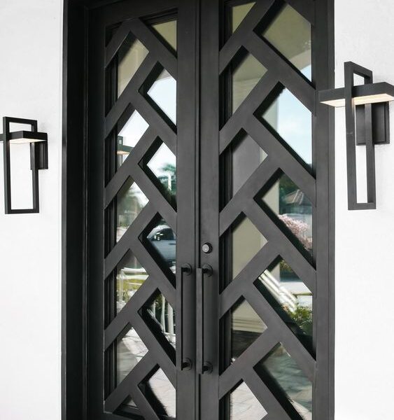 Luxury Double Entrance Gate | Ornamental Wrought Iron Door with Black Finish for Villa Security