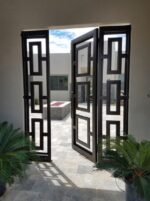 Luxury Double Entrance Gate | Ornamental Wrought Iron Door with Black Finish for Villa Security