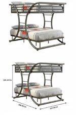 Modern heavy-duty metal bunk bed with arc-shaped frame and electrostatic black finish for space-saving bedrooms in Egypt.